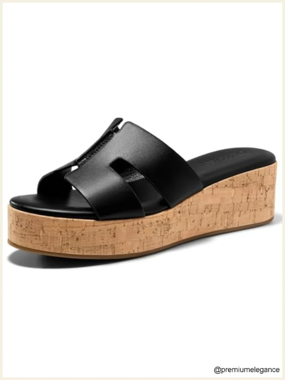 Women's Platform Wedge Sandals Open Toe Slip On Slides Cork Heeled Cutout